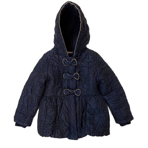 Marc Jacobs Girls 3T-5T Winter Jacket Quilted Navy Hooded - Picture 1 of 3